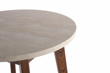 Load image into Gallery viewer, NERO WALNUT SIDE TABLE WITH TRAVERTINE
