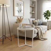 Load image into Gallery viewer, LUME SIDE TABLE WHITE WITH WHITE MARBLE
