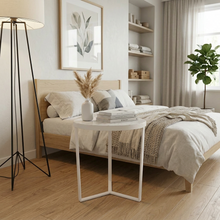 Load image into Gallery viewer, LUME SIDE TABLE WHITE WITH WHITE MARBLE
