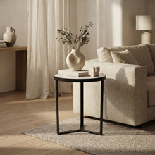 Load image into Gallery viewer, LUME SIDE TABLE BLACK WITH WHITE MARBLE
