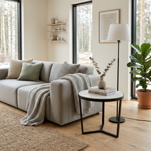 Load image into Gallery viewer, LUME SIDE TABLE BLACK WITH WHITE MARBLE
