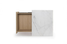 Load image into Gallery viewer, NOVA BEDSIDE TABLE NATURAL OAK WITH WHITE MARBLE

