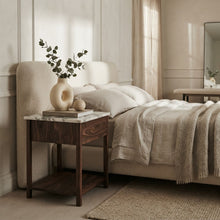 Load image into Gallery viewer, NOVA BEDSIDE TABLE WALNUT WITH CALACUTTA MARBLE
