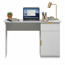 Load image into Gallery viewer, COPENHAGEN DESK - WHITE - FLUTED - PULL BRASS
