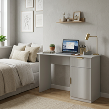 Load image into Gallery viewer, COPENHAGEN DESK - WHITE - FLUTED - PULL BRASS
