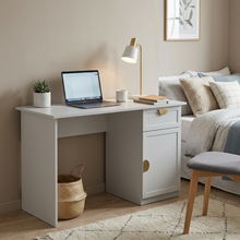 Load image into Gallery viewer, COPENHAGEN DESK - WHITE - HAMPTON - HALF MOON BRASS
