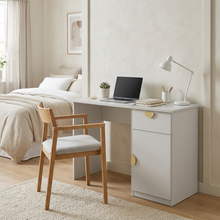 Load image into Gallery viewer, COPENHAGEN DESK - WHITE - SLIM - HALF MOON BRASS
