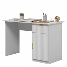 Load image into Gallery viewer, COPENHAGEN DESK - WHITE - FLUTED - PULL BRASS
