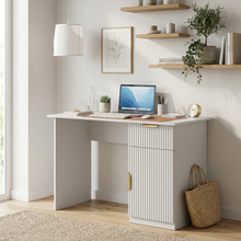 Load image into Gallery viewer, COPENHAGEN DESK - WHITE - FLUTED - PULL BRASS
