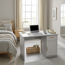 Load image into Gallery viewer, COPENHAGEN DESK - WHITE - HAMPTON - OVAL BRASS
