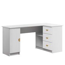 Load image into Gallery viewer, ROME CORNER DESK - WHITE - VJ PANEL - HALF MOON BRASS
