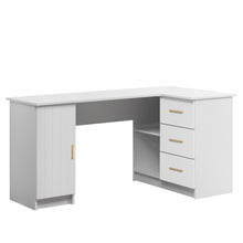Load image into Gallery viewer, ROME CORNER DESK- WHITE - VJ PANEL - OVAL BRASS
