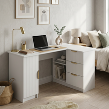 Load image into Gallery viewer, ROME CORNER DESK - WHITE - VJ PANEL - PULL BRASS
