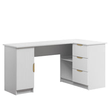 Load image into Gallery viewer, ROME CORNER DESK - WHITE - FLUTED - PULL BRASS
