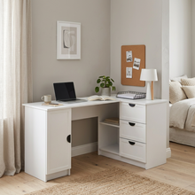 Load image into Gallery viewer, ROME CORNER DESK - WHITE - HAMPTON - HALF MOON BLACK
