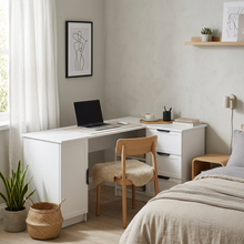 Load image into Gallery viewer, ROME CORNER DESK - WHITE - HAMPTON - PULL BLACK
