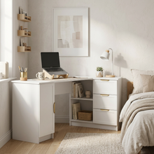 Load image into Gallery viewer, ROME CORNER DESK - WHITE - HAMPTON - PULL BRASS
