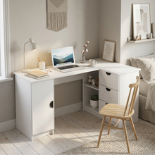 Load image into Gallery viewer, ROME CORNER DESK - WHITE - SLIM - HALF MOON BLACK
