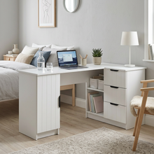 Load image into Gallery viewer, ROME CORNER DESK - WHITE - VJ PANEL - PULL BLACK
