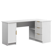 Load image into Gallery viewer, ROME CORNER DESK - WHITE - HAMPTON - PULL BRASS
