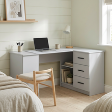 Load image into Gallery viewer, ROME CORNER DESK - WHITE - SLIM - OVAL BLACK

