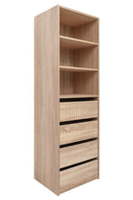 Load image into Gallery viewer, Geneva Built In Wardrobe - 4 Drawer 3 Shelf Module - Fluted - Natural Oak
