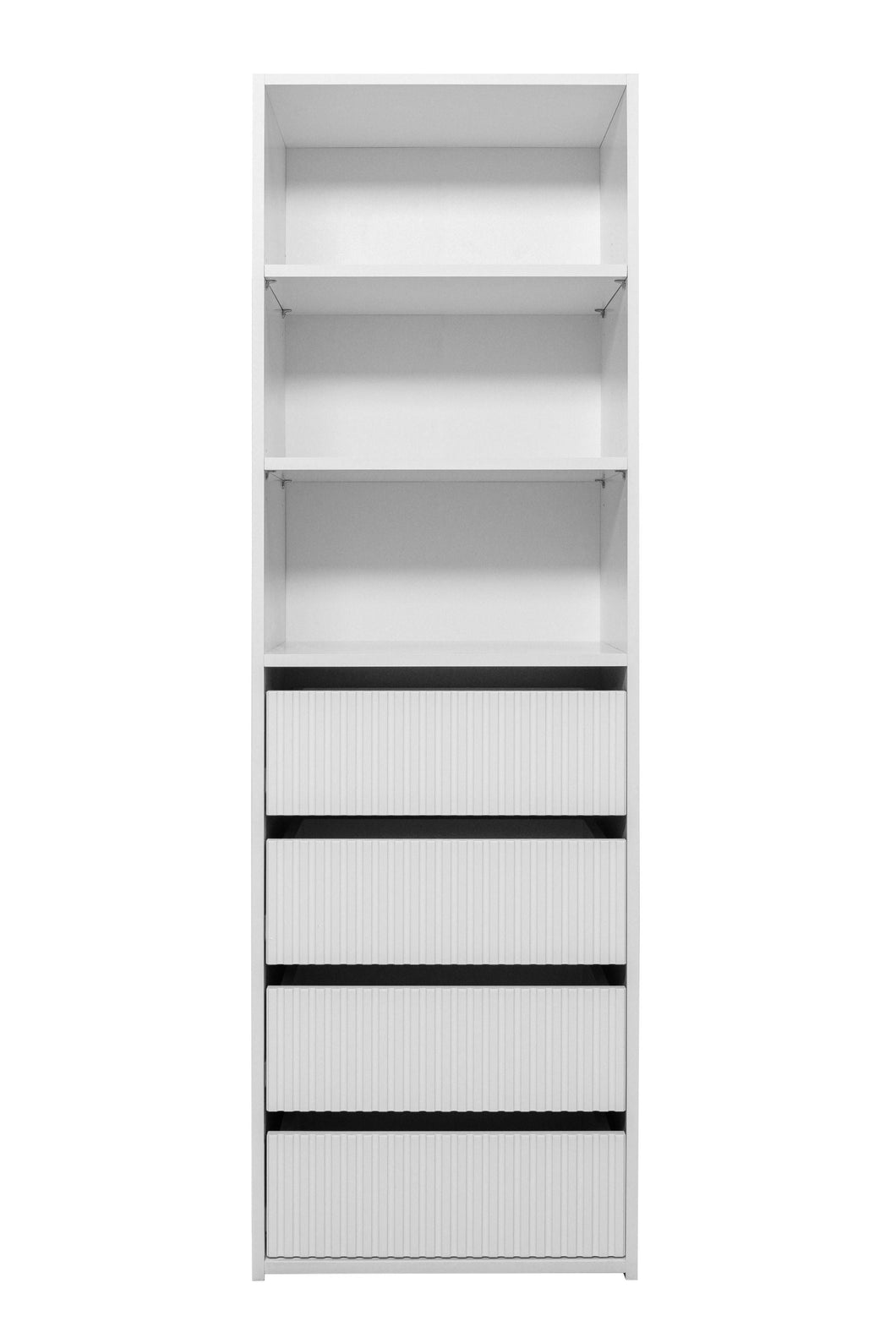 Geneva Built In Wardrobe - 4 Drawer 3 Shelf Module - Fluted - White