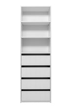 Load image into Gallery viewer, Geneva Built In Wardrobe - 4 Drawer 3 Shelf Module - VJ Panel - White
