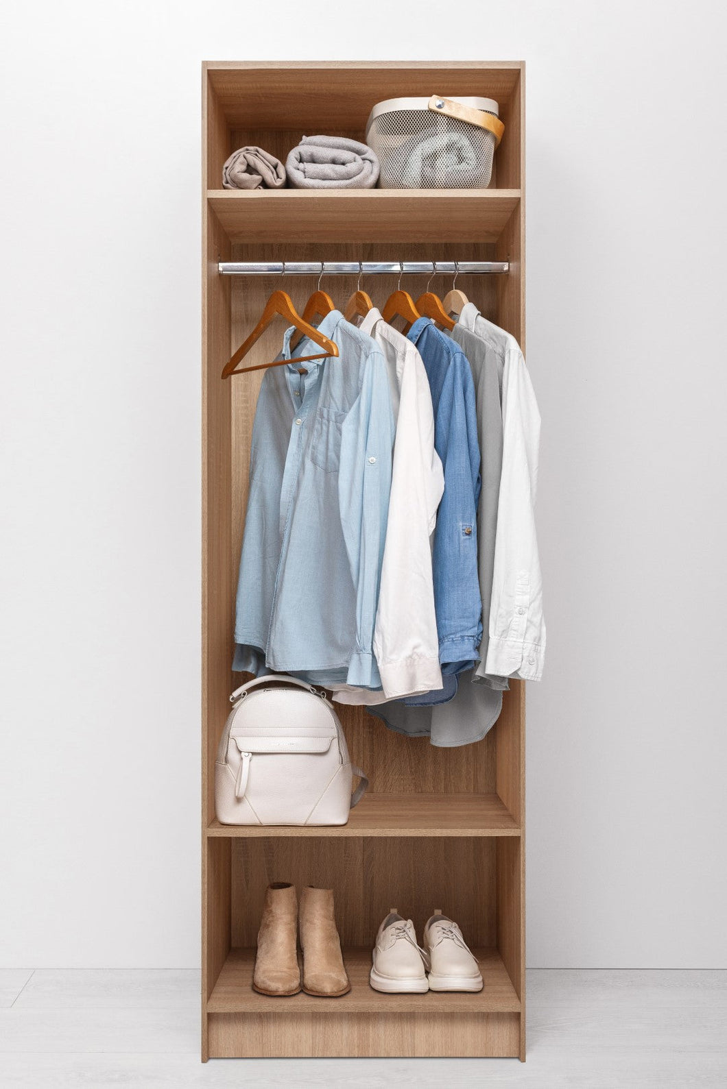 Malmo Walk In Wardrobe - 2 Shelf/Hanging Module - Natural Oak