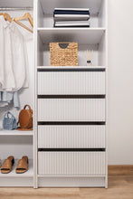 Load image into Gallery viewer, Malmo Walk In Wardrobe - 4 Drawer 3 Shelf Module - Fluted - White
