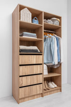 Load image into Gallery viewer, Malmo Walk In Wardrobe - 4 Drawer 3 Shelf Module - Slim Shaker - Natural Oak
