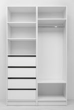 Load image into Gallery viewer, Malmo Walk In Wardrobe - 4 Drawer 3 Shelf Module - Slim Shaker - White
