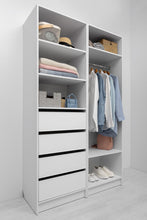 Load image into Gallery viewer, Malmo Walk In Wardrobe - 4 Drawer 3 Shelf Module - Slim Shaker - White
