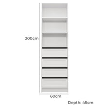 Load image into Gallery viewer, Malmo Walk In Wardrobe - 4 Drawer 3 Shelf Module - Hamptons - White
