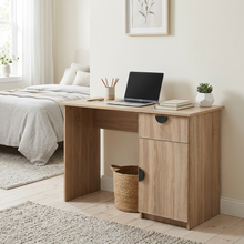 Load image into Gallery viewer, COPENHAGEN DESK - NATURAL OAK - SLIM - HALF MOON BLACK

