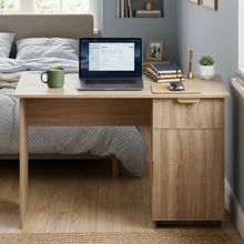 Load image into Gallery viewer, COPENHAGEN DESK - NATURAL OAK - SLIM - PULL BRASS
