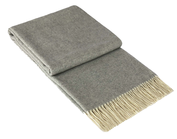 Kensington Cashmere and Superfine Merino Wool Throw Rug - Light Grey