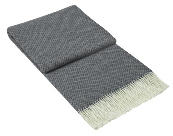 Chiswick Cashmere and Merino Wool Blend Throw Rug - Grey