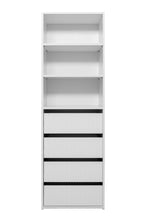 Load image into Gallery viewer, Geneva Built In Wardrobe - 4 Drawer 3 Shelf Module - Fluted - White
