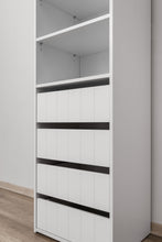 Load image into Gallery viewer, Geneva Built In Wardrobe - 4 Drawer 3 Shelf Module - VJ Panel - White
