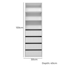 Load image into Gallery viewer, Geneva Built In Wardrobe - 4 Drawer 3 Shelf Module - VJ Panel - White
