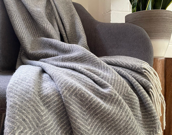 Hampton Collection Wool Throw Blanket store (Grey)