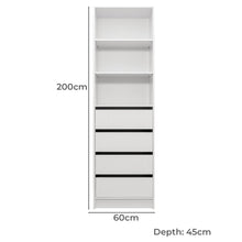 Load image into Gallery viewer, Malmo Walk In Wardrobe - 4 Drawer 3 Shelf Module - VJ Panel - White

