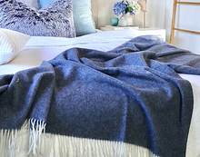 Load image into Gallery viewer, Kensington Cashmere and Superfine Merino Wool Throw Rug - Navy
